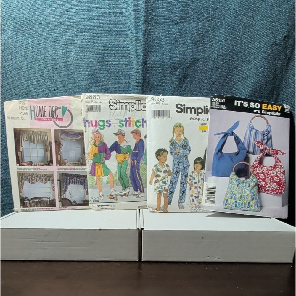 4 Sewing Patterns | Kids PJs & Retro Sweatsuits | Tote Bags | Window Valance